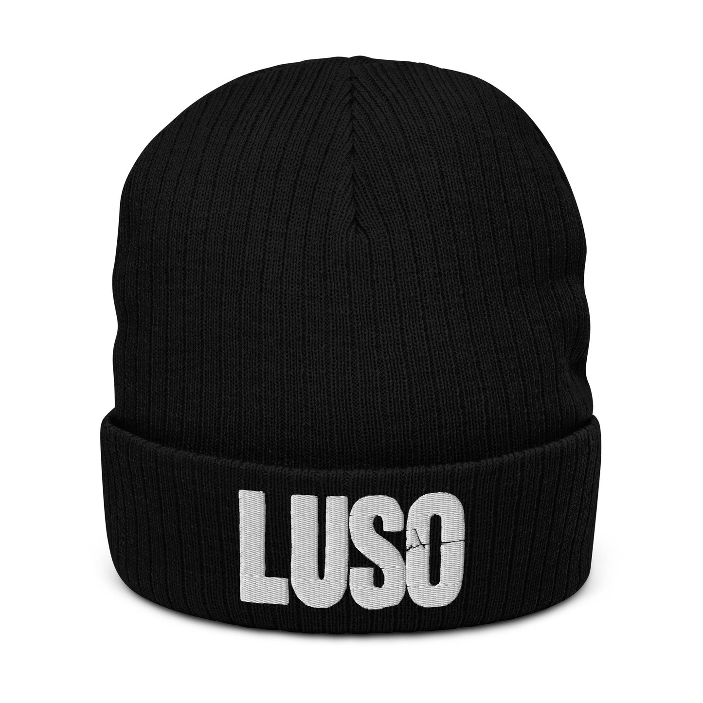 LUSO Puff Embroidered Ribbed knit beanie